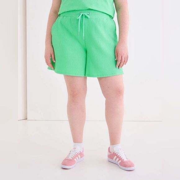 Women's‎ New With Tag Active Zone Size 2X Green Ribbed Shorts - Picture 3 of 16
